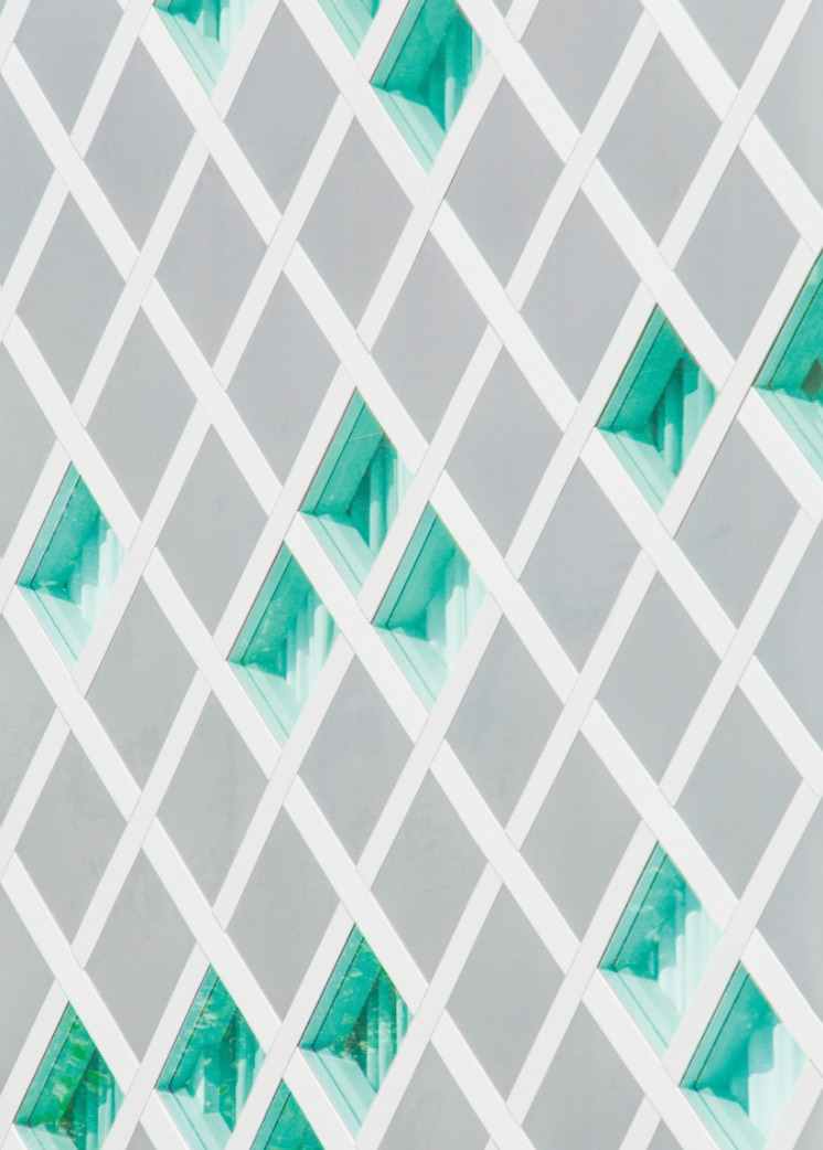 Abstract: grey and green squares.